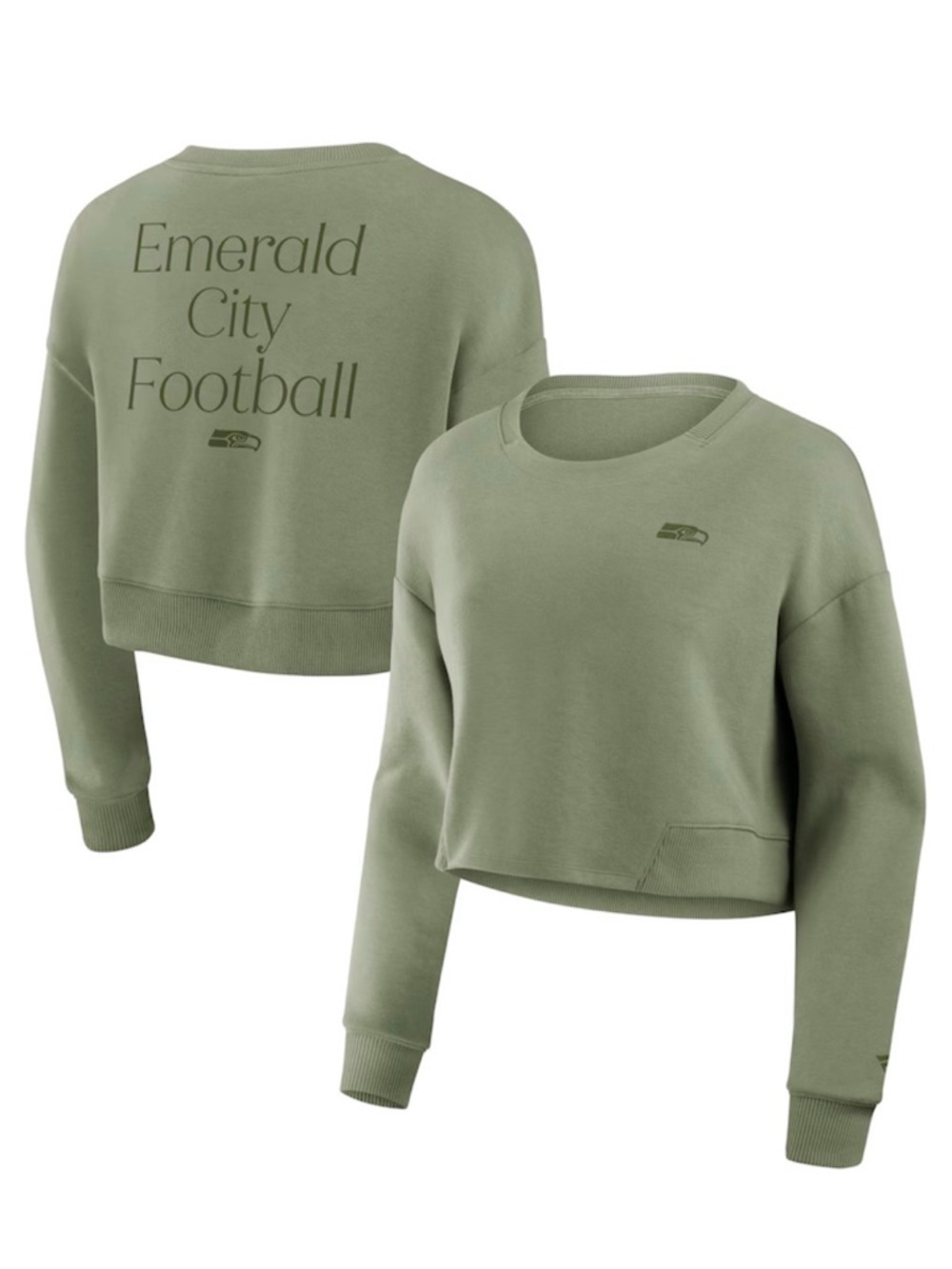 Seattle Seahawks Super Bowl Champs Cropped Sweatshirt Emerald City Green NFL LG